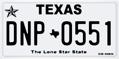 TX license plate DNP0551