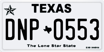 TX license plate DNP0553