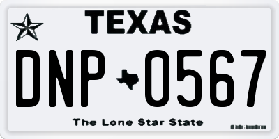 TX license plate DNP0567