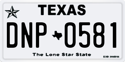 TX license plate DNP0581