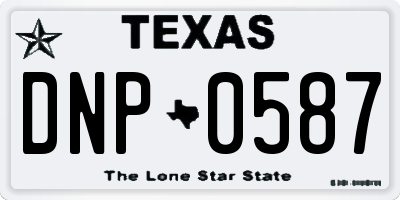 TX license plate DNP0587