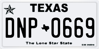 TX license plate DNP0669
