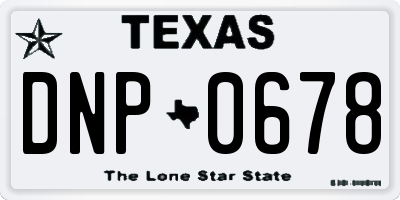 TX license plate DNP0678