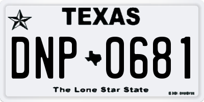 TX license plate DNP0681