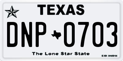 TX license plate DNP0703