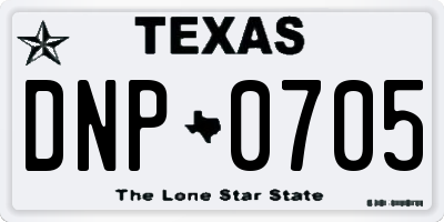 TX license plate DNP0705