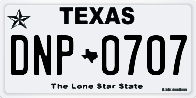 TX license plate DNP0707