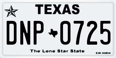 TX license plate DNP0725