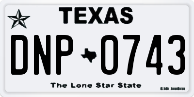 TX license plate DNP0743