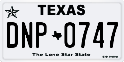 TX license plate DNP0747