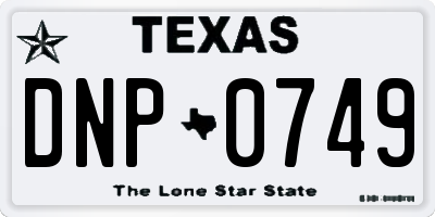 TX license plate DNP0749