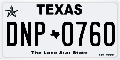 TX license plate DNP0760
