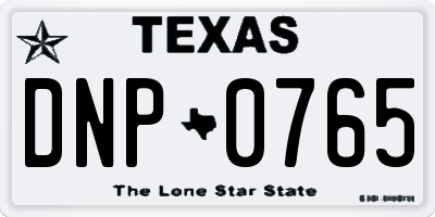 TX license plate DNP0765