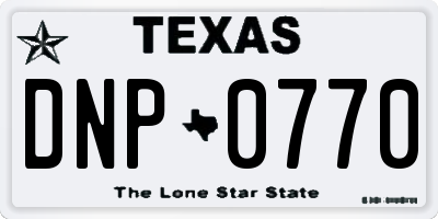 TX license plate DNP0770