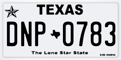 TX license plate DNP0783