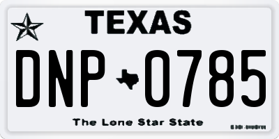TX license plate DNP0785