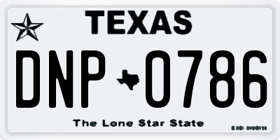 TX license plate DNP0786