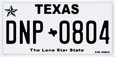 TX license plate DNP0804