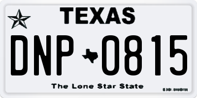 TX license plate DNP0815