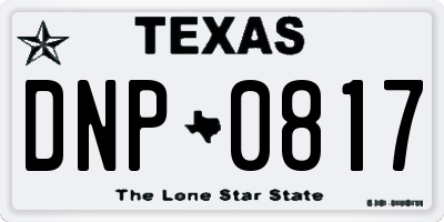 TX license plate DNP0817