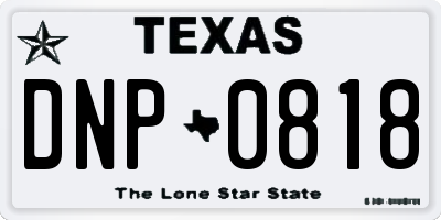 TX license plate DNP0818