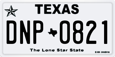 TX license plate DNP0821