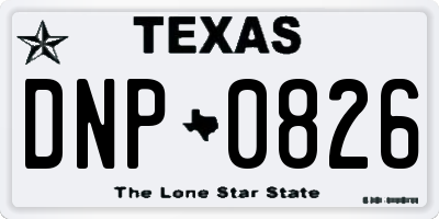 TX license plate DNP0826