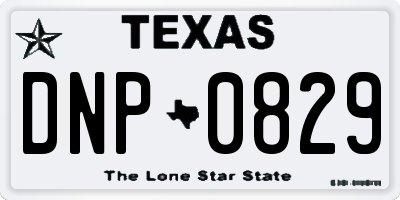 TX license plate DNP0829