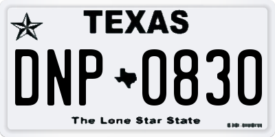 TX license plate DNP0830