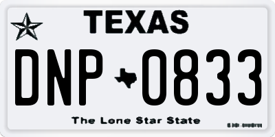TX license plate DNP0833