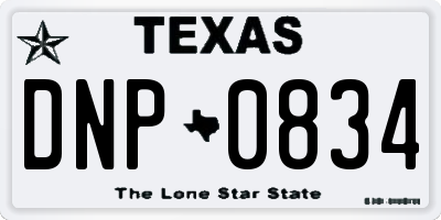 TX license plate DNP0834