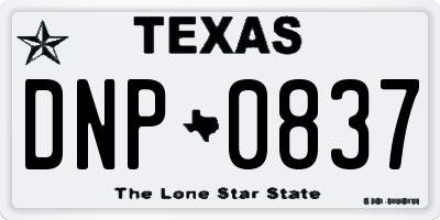 TX license plate DNP0837