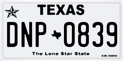TX license plate DNP0839