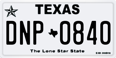 TX license plate DNP0840