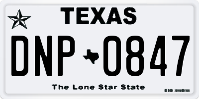 TX license plate DNP0847