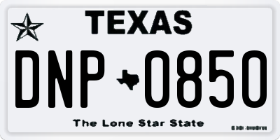 TX license plate DNP0850