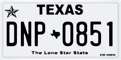 TX license plate DNP0851