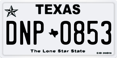 TX license plate DNP0853