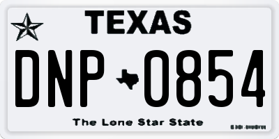 TX license plate DNP0854