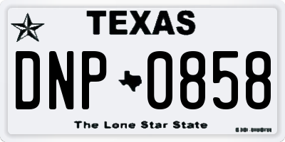 TX license plate DNP0858