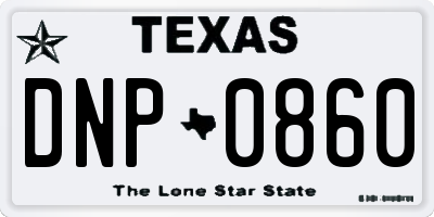 TX license plate DNP0860