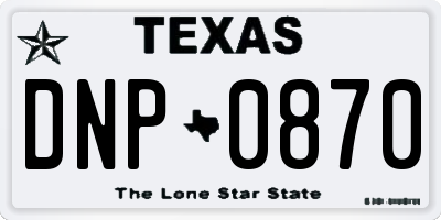 TX license plate DNP0870