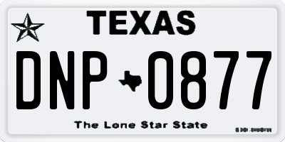TX license plate DNP0877