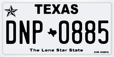 TX license plate DNP0885