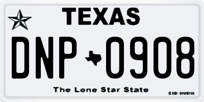 TX license plate DNP0908
