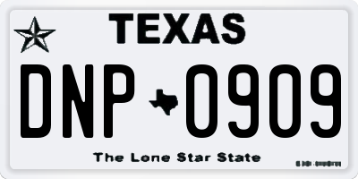 TX license plate DNP0909