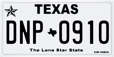 TX license plate DNP0910