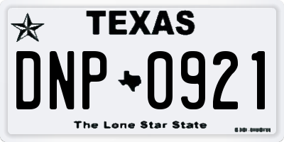 TX license plate DNP0921