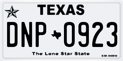 TX license plate DNP0923