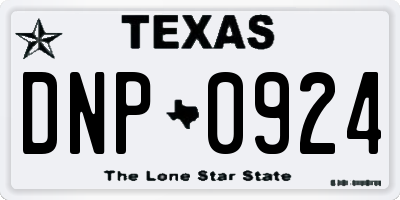 TX license plate DNP0924